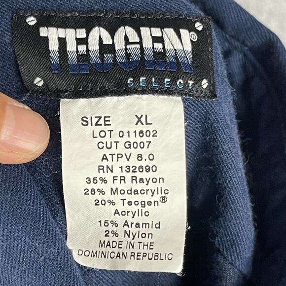 Tecgen FR Shirt Mens XL Blue Button Down Flame Resistant ATPV 8.0 Workwear - Picture 12 of 16